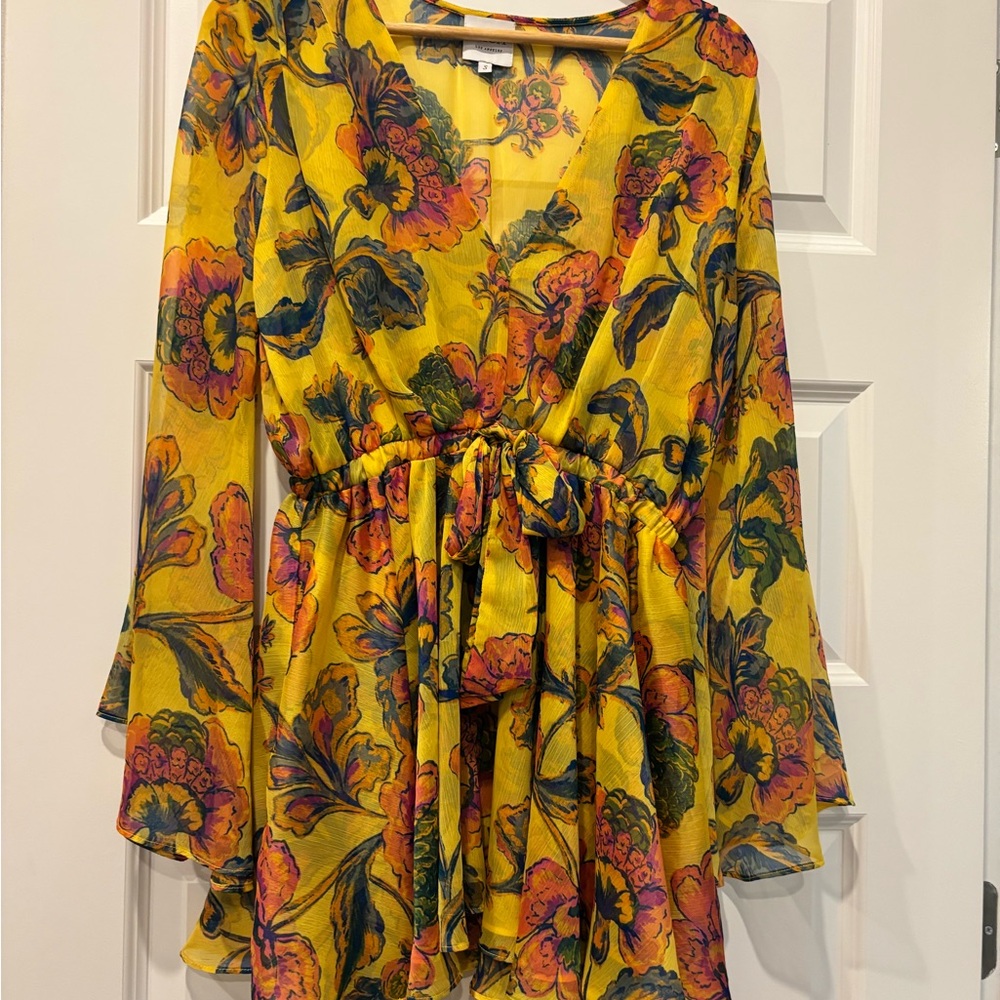 Misa Los Angeles Yellow Floral Mini Dress